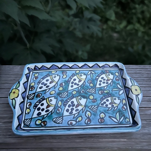 Vintage Ceramic Signed Jerusalem Tray or Dish School of Fish Preowned 6.75” L - Picture 14 of 14